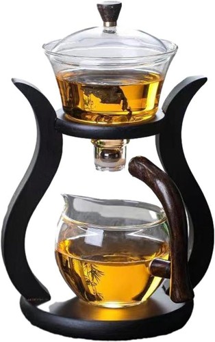 Tea Set, Glass Teapot Set with Infuser Tea Maker Magnetic Tea Pot Semi-Automatic