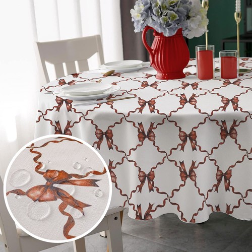 Nappe Lavable - Effet Lotus - Facile d'entretien - en Coton et Polyester - Anti-Taches - pour l'extérieur - Café - Ovale - 200 x 140 cm