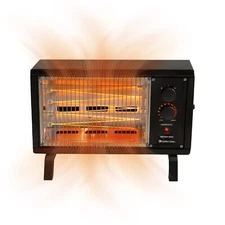 Comfort Zone Portable Wire Element Radiant Space Heater, All Metal Body, Black