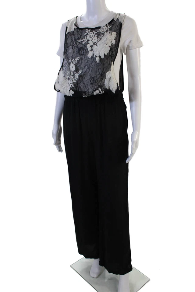 Mono sin mangas Dv Roma para mujer negro floral cuello redondo talla S Foto 2 de 4