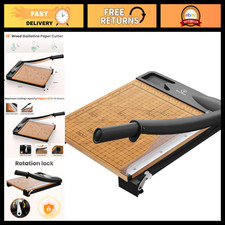 12" Heavy Duty Paper Cutter - Wood Base Guillotine Trimmer for Precision Cutting