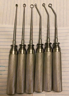 6PCS SET Cone Ring Curette Straight & Bent  Ring 3+6+8mm Length 8.75''