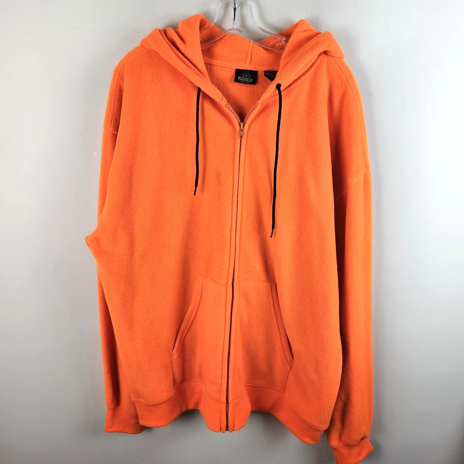 RedHead Full Zip Jacket mens Large Neon Orange Polar Fleece Soft Warm Hunting
