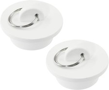 2Pcs White Rubber Drain Stoppers, 1-3/8 Inch Rubber Sink Plug Sink Stopper Drain