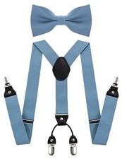Solid Color Suspender and Silk Bow Tie Sets for Men