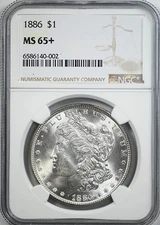 1886 Morgan Dollar $1 NGC MS65+