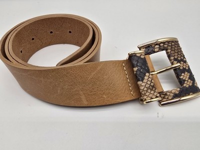 TED BAKER Tan Real Leather Belt 36'' 91cm ''Ted says buckle up'' Made in England