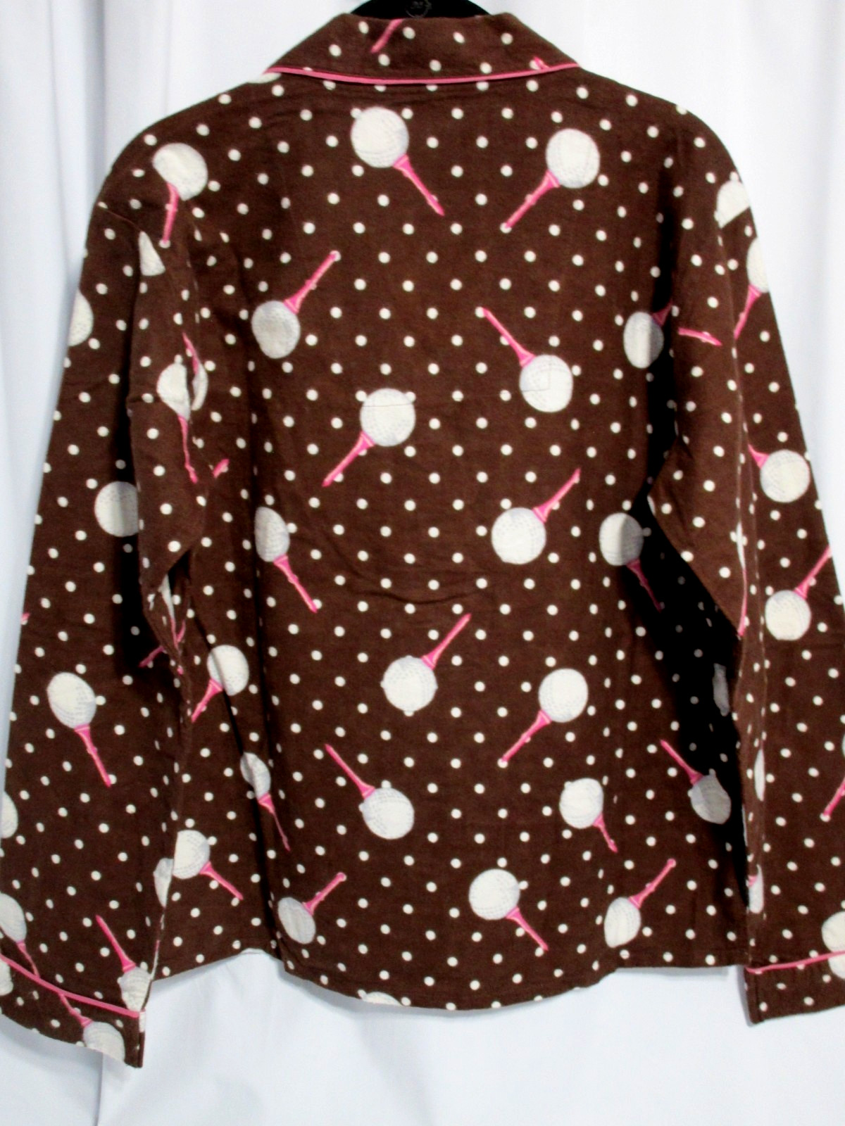 PJ SALVAGE 100% COTTON FLANNEL PAJAMA SET  BROWN/ MULTI  GOLF THEME SZ. M NWT *