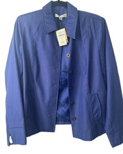 NEW Coldwater Creek 12 Blue Zig Zag Stitch Design Womens Jacket Blazer 69.50 B7