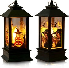 Halloween Decor Black Gothic Lantern Lights Mini Halloween Pumpkin Witch Bat