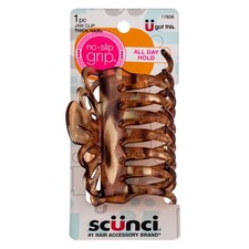 6 Pack Scunci No Slip Grip Thick Hair Brown/Light Brown/Black Jaw Clip