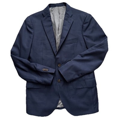 Proper Cloth Mens Navy Blue Wool Sharkskin Perennial Custom Fit Blazer Jacket