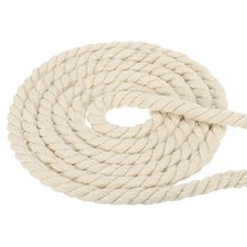 1/2inx98ft Twisted Cotton Rope 3 Strand Tug of War Rope with Sealing Tape Beige