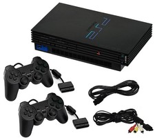 PlayStation 2 Console, 2 Controllers, Memory Card, and AV to HDMI Converter