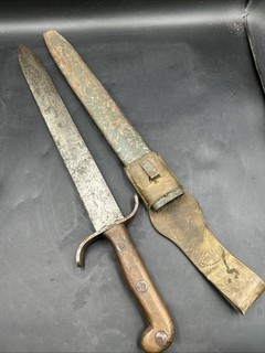 Vintage IFK 44 Military Bayonet Knife W/scabbard Wooden Handle. ML