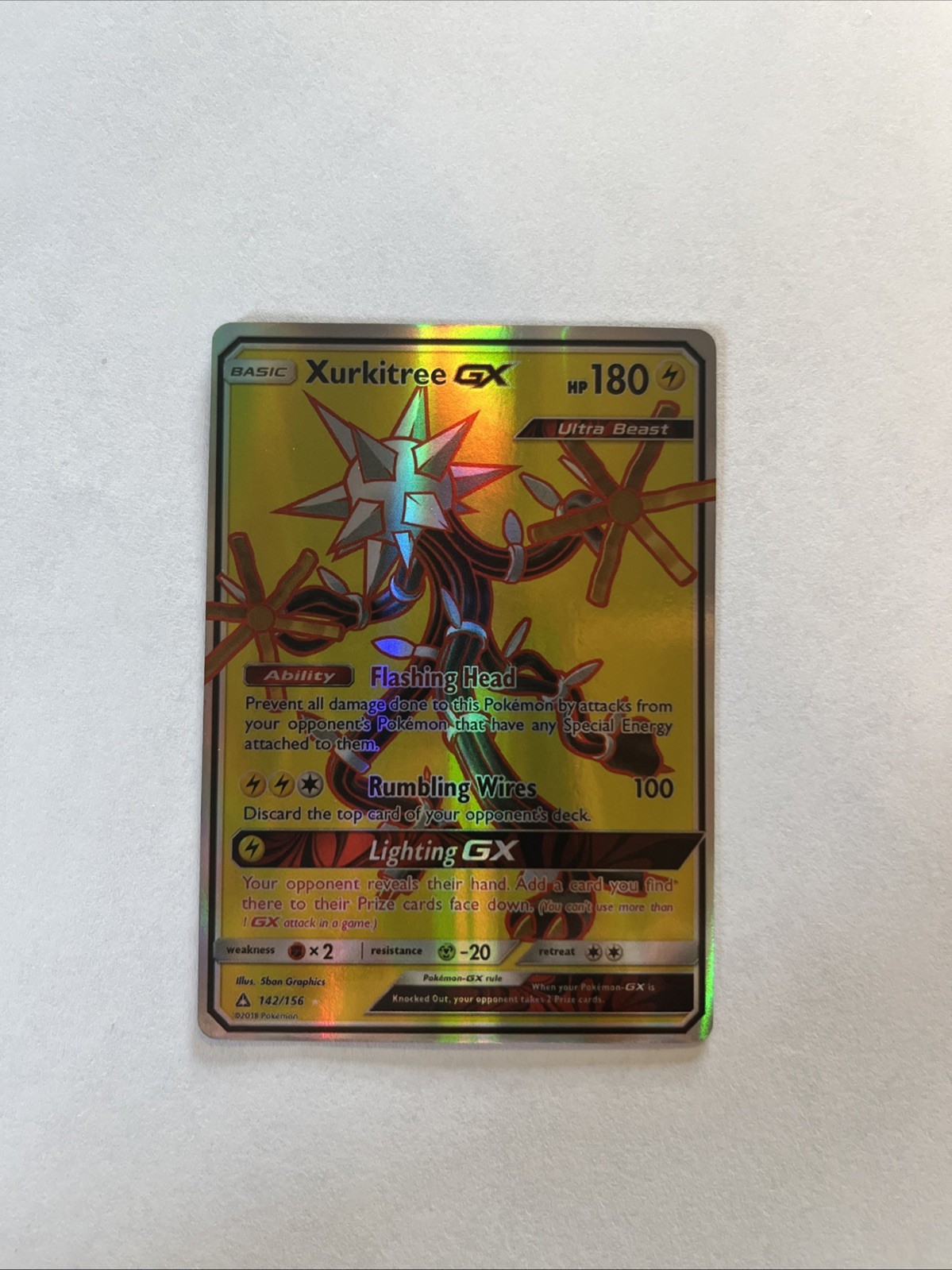 Xurkitree GX (Full Art) 142/156 Sm-Ultra Prism Holo NM Pokemon Card