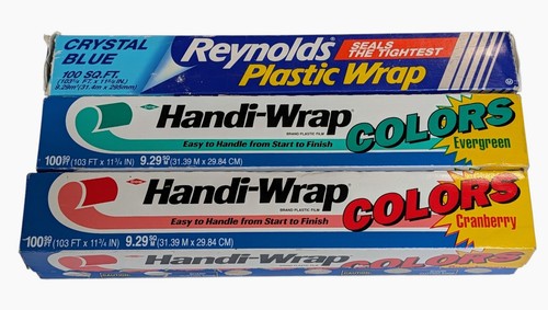 Handi-Wrap Colors - Cranberry & Evergreen - Reynolds Plastic Wrap - Crystal Blue