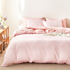 - Striped Comforter Set, Ticking Stripe Vertical Pinstripe Neutral Farmhouse Pat