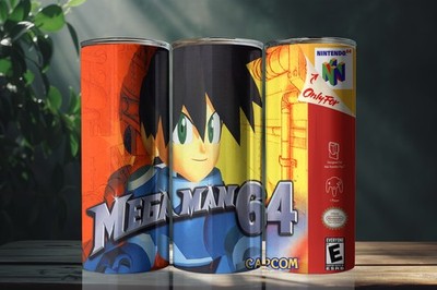 Mega Man 64 N64 20 Ounce Stainless Steel Tumbler Metal Straw