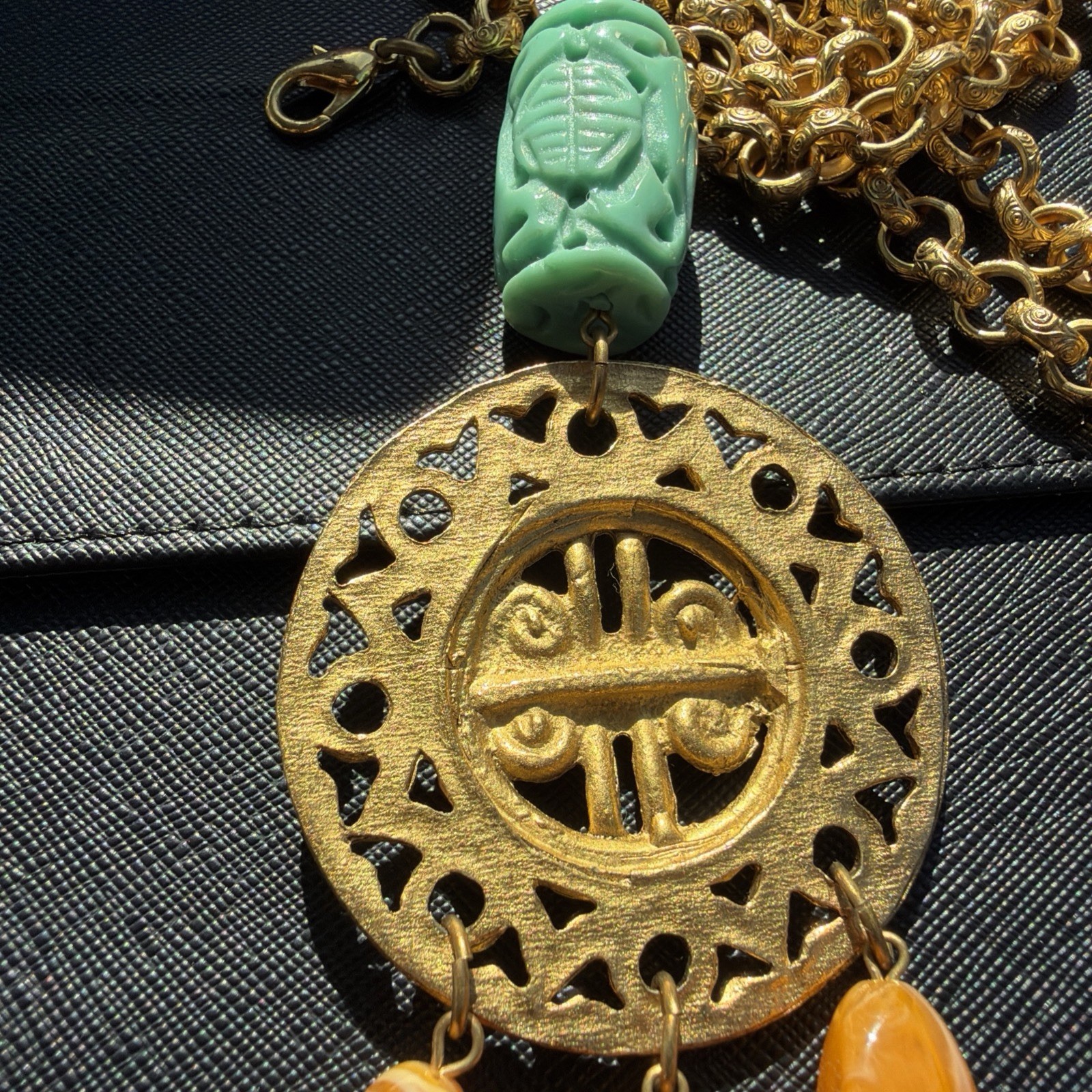 Vintage Unsigned Statement Dangle Lucite Filigree… - image 11