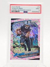 JAHMYR GIBBS 2025 PANINI PRIZM CHERRY BLOSSOM CHOICE /15 #74 LIONS PSA 9 Q5997