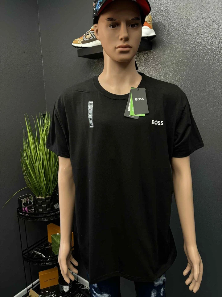 Camiseta para hombre Hugo Boss manga corta cuello redondo 100 % algodón talla XL (negra) Foto 3 de 3