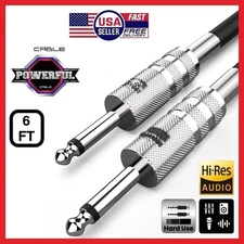 6ft-1/4” Mono Male to Male Instrument Cable Guitar Bass Amp DJ PA Audio Cord