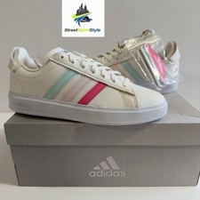 Size 7 Women - BRAND NEW Adidas Grand Court 2.0 White Multi-Color GW7163