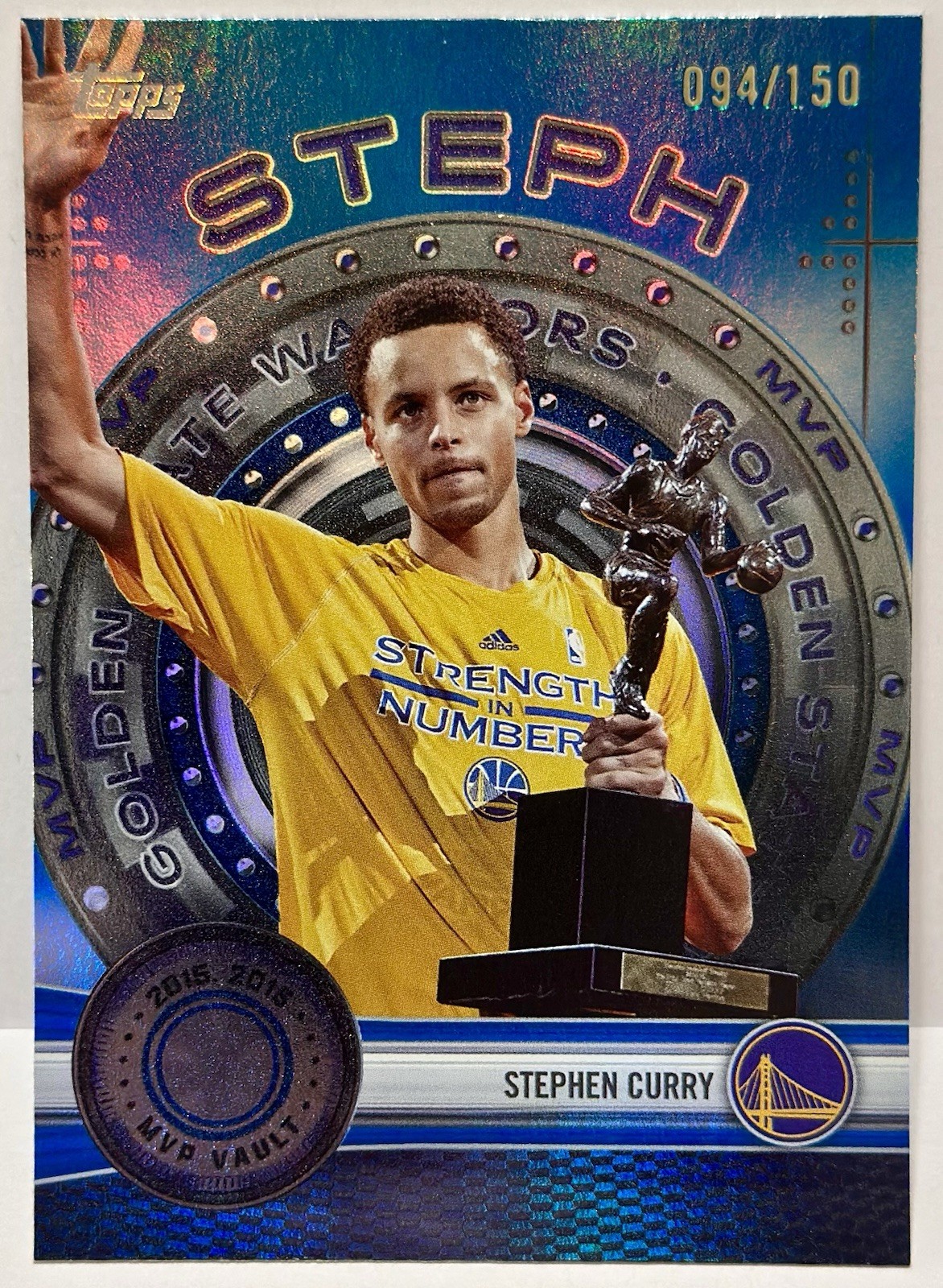 2025-26 Topps #MVP-6 Stephen Curry MVP Vault Blue Rainbow /150