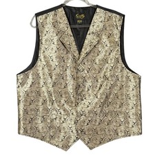 Scully Vest Mens XL Taupe Black Paisley Jacquard Waistcoat Formal Dress Western