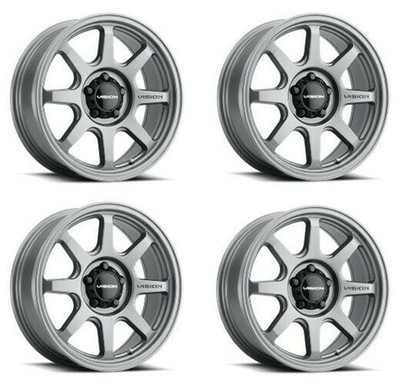 Set 4 17'' Vision 351 Flow   Satin Grey 17x8 Wheels 5x5 (5x127) 30mm Rims