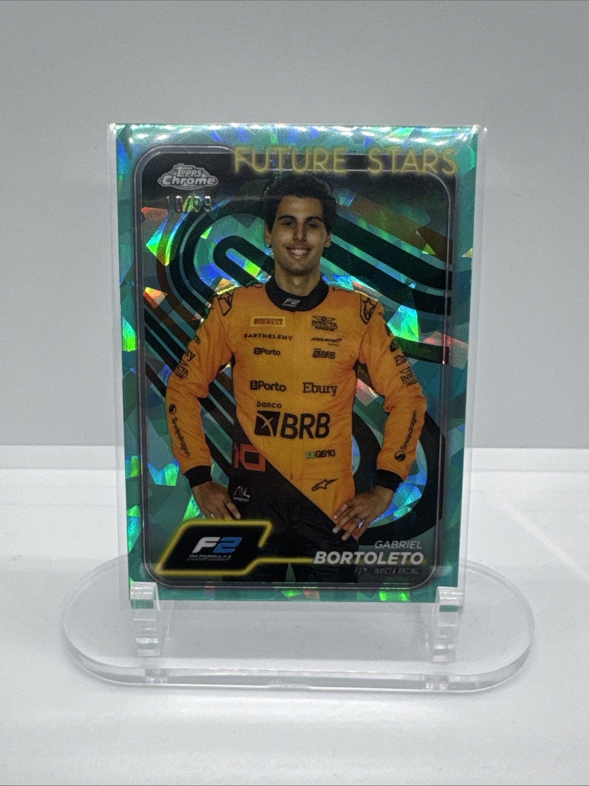 2024 Topps Chrome Sapphire Formula 1 F1 Gabriel Bortoleto Aqua #/99 #28
