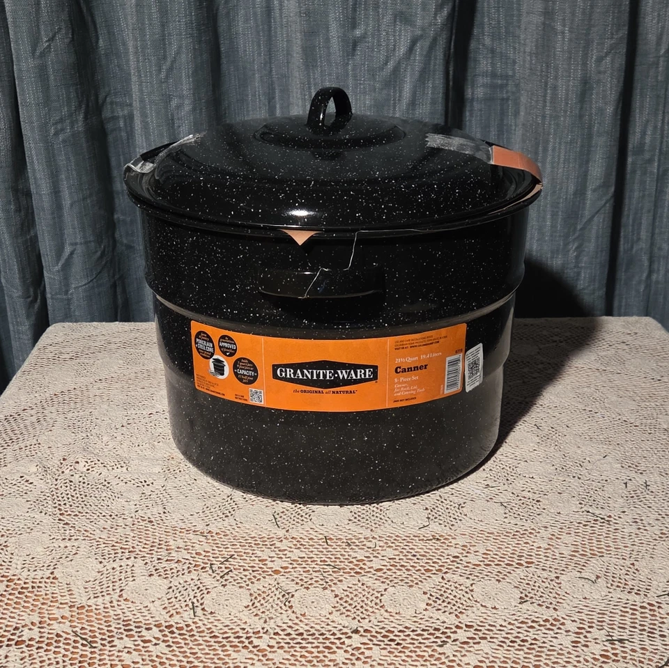 Olla de 8 piezas esmaltada para baño de agua con kit de enlatado y estante. Cañón Foto 3 de 4