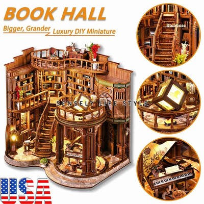 Library Diy Book Nook Kit for Adults Handmade DIY Dreamy Booknooks W/ LED Light