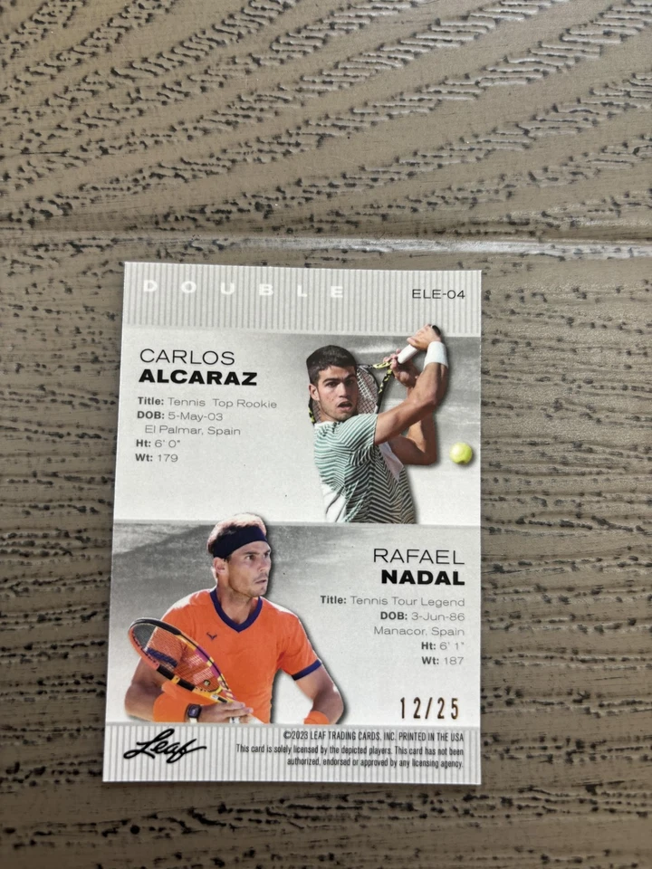 Carlos Alcaraz / Rafael Nadal 2023 folha de metal duplo /25 controle remoto - Imagem 2 de 2