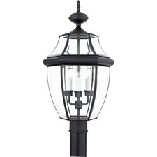 Quoizel NY9043 Black Newbury 3-Light 23"H Post Lantern With Clear Glass