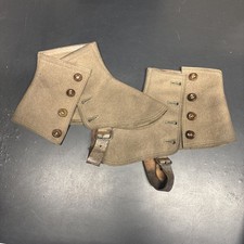 Antique Victorian Wool Gaiters Button Front Ankle Spats Boots Covers Pair