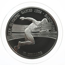 Wyspy Cooka 1990 10 dolarów biegacz igrzyska olimpijskie w Barcelonie 1992 | srebro