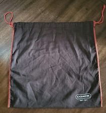 COACH Brown Dust Bag 13x13  Red Stitching Drawstring Cotton Logo Nice