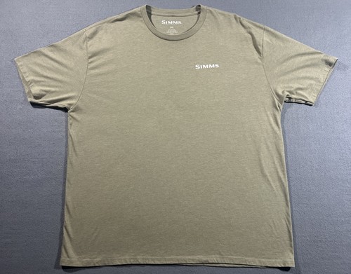 Simms T-Shirt Mens 2XL Green Trout Drift Boat Fishing Graphic Fly Fishing Angler