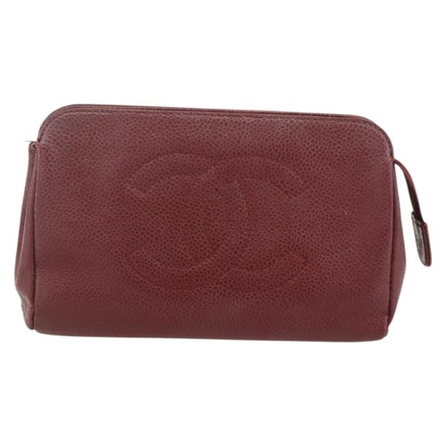 Chanel Vintage Timeless Toiletry Leather Burgundy Calfskin Clutche & Pouche Bag