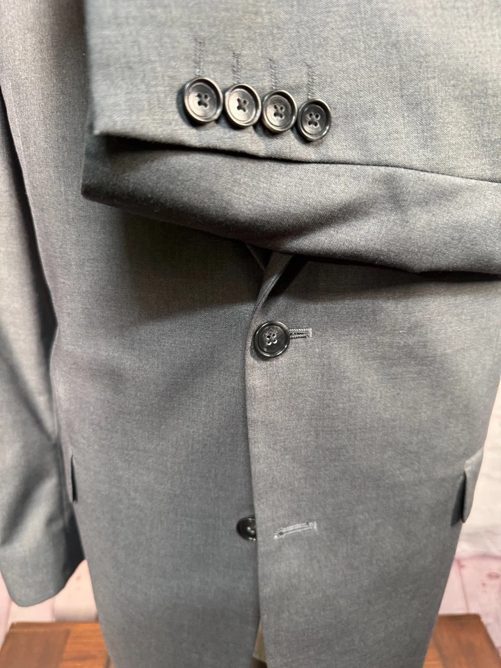 APT. 9 Mens Gray ATHLETIC FIT 2-Button NOTCH LAPEL Blazer Sport Coat Jacket 46R - Image 4 of 4