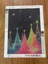 Completed Whimsical Christmas Trees Diamond Art Painting 12  x 15.75  