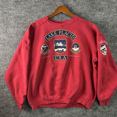 Vintage Lake Placid Sweatshirt Adult XL New York Red Adirondacks