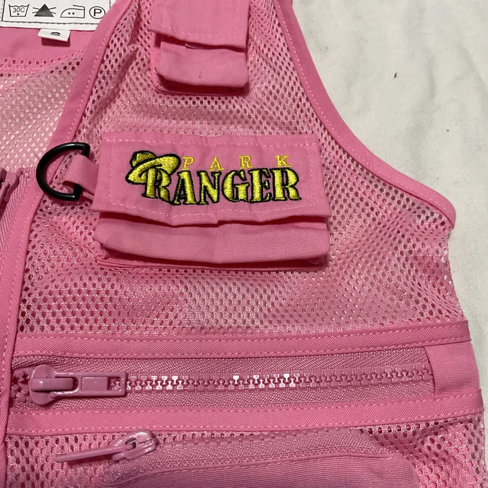 Chaleco guardaparques para niños JHATS talla pequeña aventura disfraz safari utilitario malla rosa Foto 3 de 4