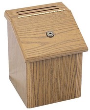 Safco Wood Laminated Lockable Suggestion Box 4230MO Medium Oak Finish
