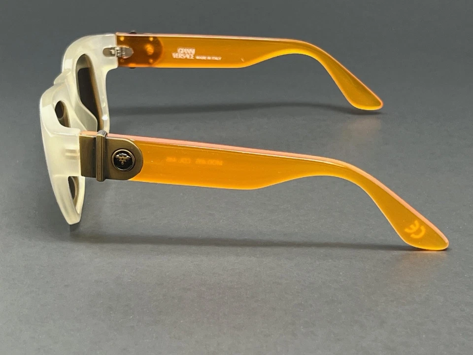 Vintage Gianni Versace 405-445 Clear Orange Unisex Square Sunglasses Authentic - Image 3 of 4