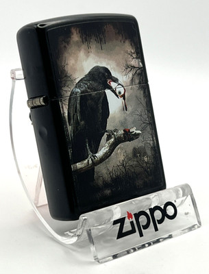 Original Brandneu 2012 Zippo Feuerzeug THE SPOOKY EYEBALL RAVEN Glanz Schwarz Etui