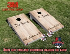 Custom Personalized Light Wood Cornhole Board Vinyl Wrap Laminated Sticker