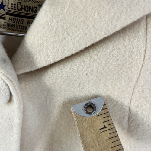 Abrigo Vintage Mujer Pequeño Beige Años 60 Botón con Cuello Retro Grande *Ver Descripción* - Imagen 4 de 14